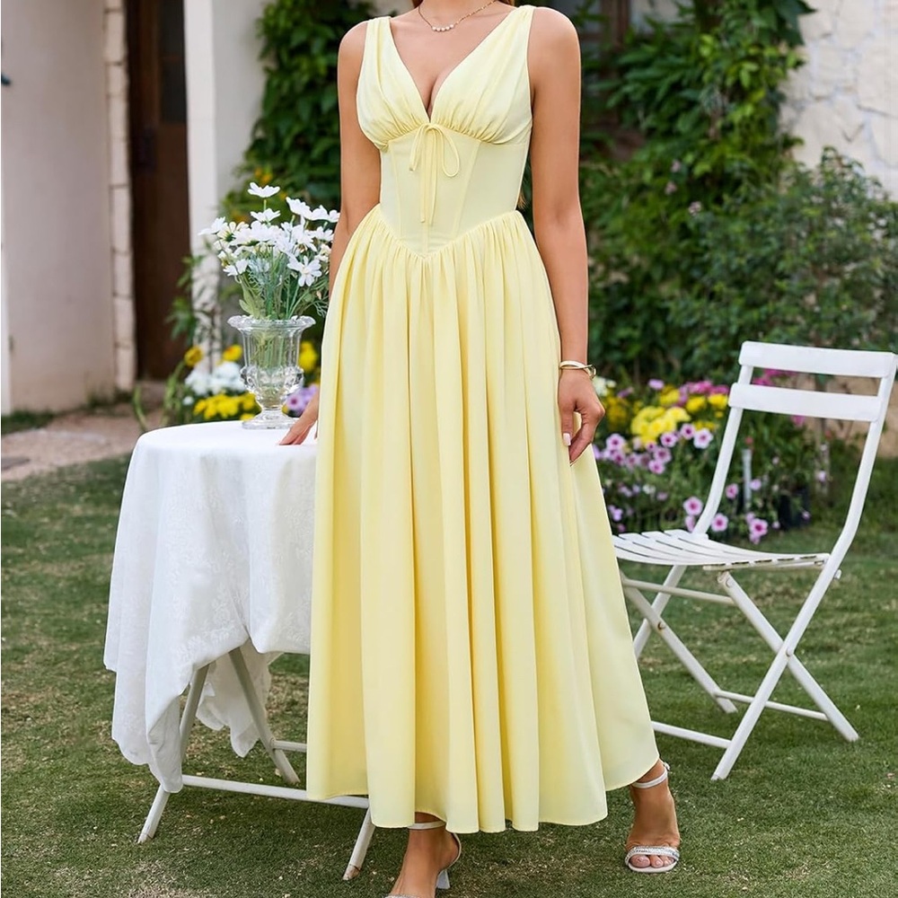 Elegant Yellow Maxi Dress